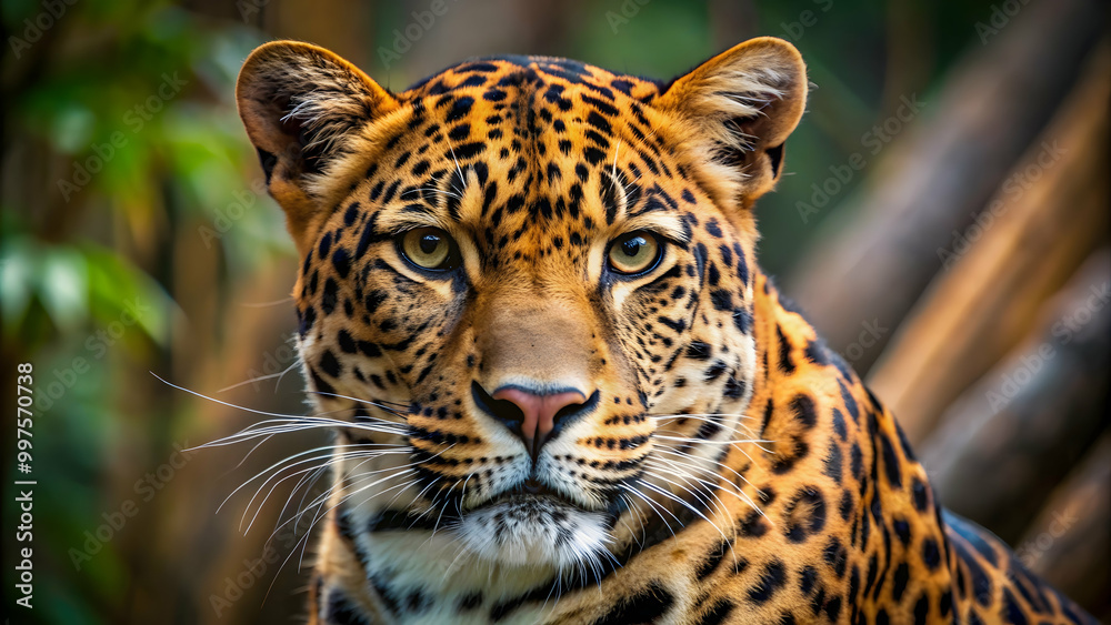Obraz premium Close up photography of a brown and black leopard, leopard, wild, animal, feline, nature, spotted, fur, close up, wildlife