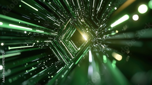 Abstract Green Light Rays in a Dynamic Space photo