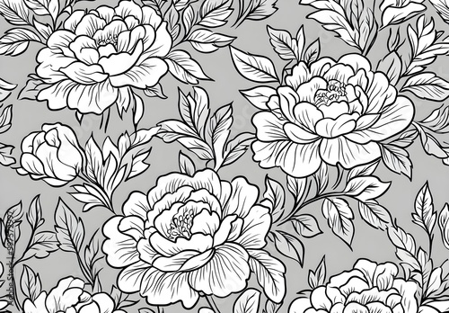 Floral Pattern, Black and White Flower Design