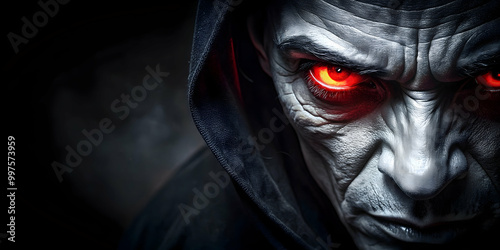 A red-eyed demon is lurking in the shadows, watching you closely, demon, red eyes, shadow, fear, spooky, supernatural