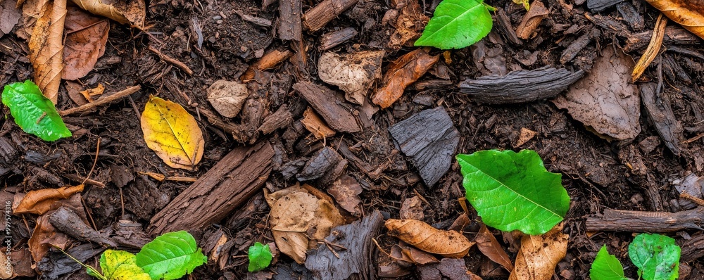 Natural Ground Cover with Leaves and Wood Chips Natural Ground Cover with Leaves and Wood Chips