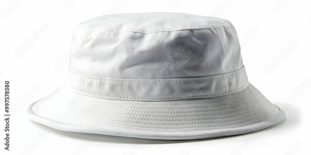White bucket hat with a clean and simple design , fashion, accessory, headwear, isolated, trendy, stylish, summer White bucket hat with a clean and simple design , fashion, accessory, headwear, isolated, trendy, stylish, summer
