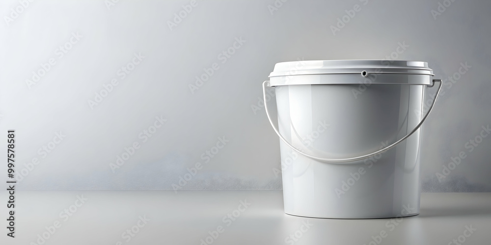 White matte paint bucket mockup for product branding and design projects, white, matte, paint, bucket, mockup, branding, design White matte paint bucket mockup for product branding and design projects, white, matte, paint, bucket, mockup, branding, design