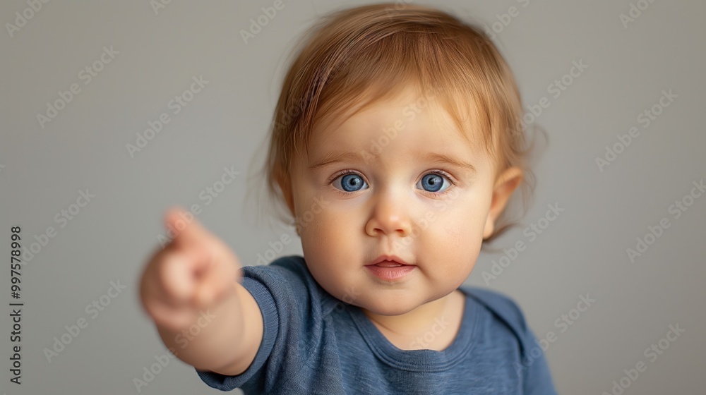 Playful Toddler Pointing with a Smile Playful Toddler Pointing with a Smile