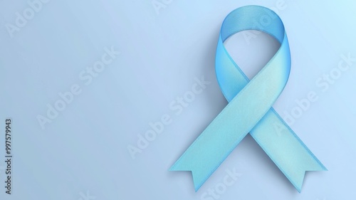 A ribbon with a blue ribbon is on a blue background