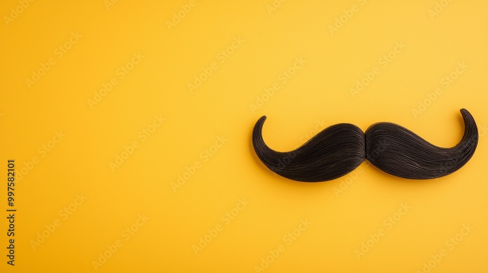 A mustache is on a yellow background A mustache is on a yellow background