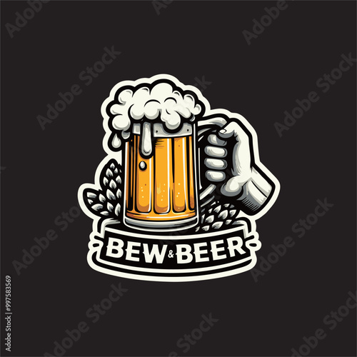 beer mug on hand vector 