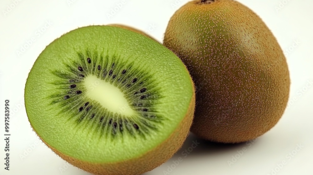Fototapeta premium Fresh Kiwi on a Clean White Background
