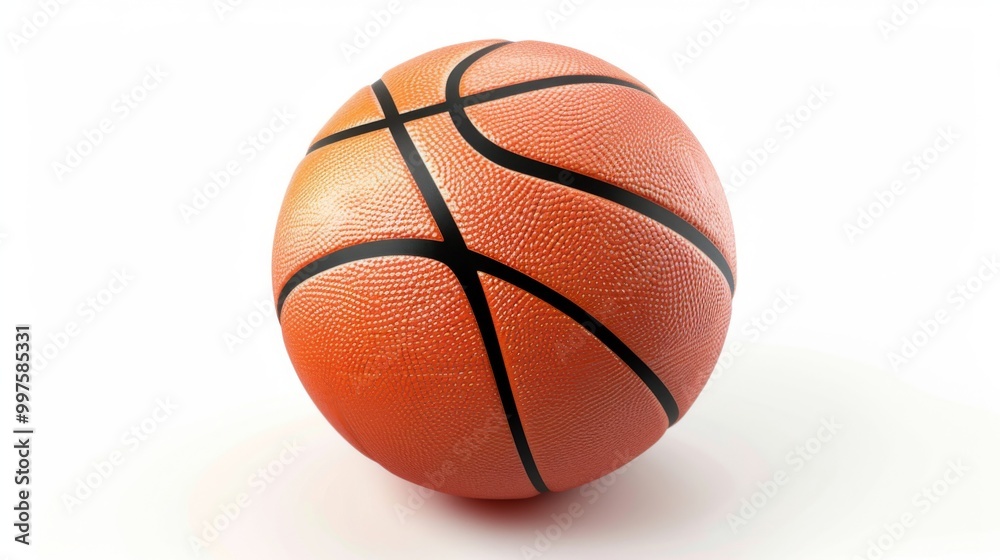 Fototapeta premium Basketball Closeup: Orange Ball on White Background