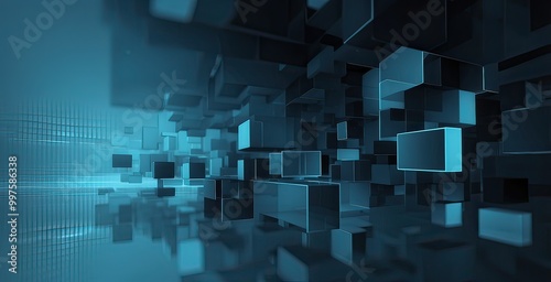 abstract background flying cubes, created by ai generated