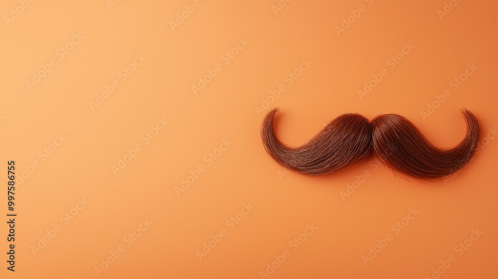 A mustache is on a light orange background A mustache is on a light orange background