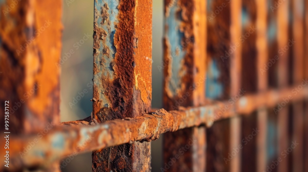 Close-Up of Rusty Metal Fence: A Textural Masterpiece Close-Up of Rusty Metal Fence: A Textural Masterpiece