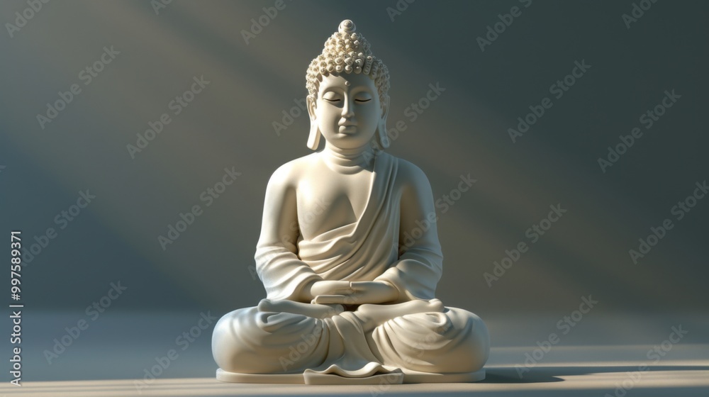 Serene White Buddha Statue: Meditation and Inner Peace Serene White Buddha Statue: Meditation and Inner Peace