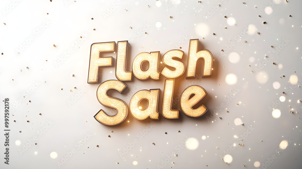 Flash Sale text with small, subtle animated lights or flashing effects around the text Flash Sale text with small, subtle animated lights or flashing effects around the text