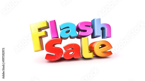 The Flash Sale text broken into segments, symbolizing fast movement, with bright colors