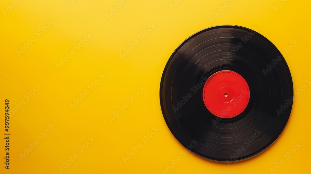 old vinyl record on yellow background old vinyl record on yellow background
