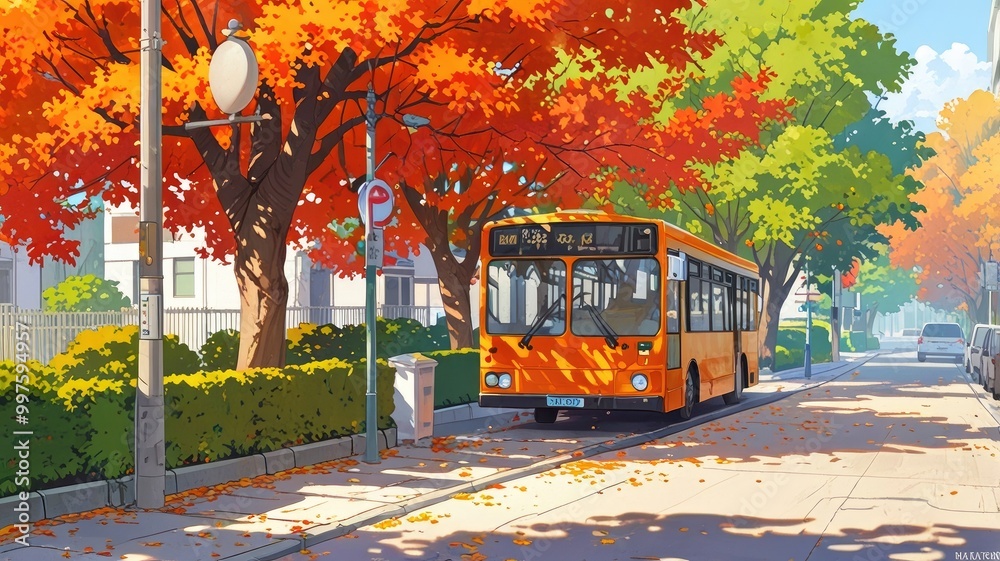 Obraz premium Golden Hour in an Autumn Street