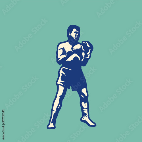 An illustration of silhouette a boxer boy