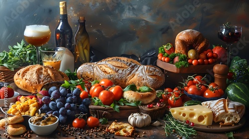 Vibrant French Gastronomic Food Display