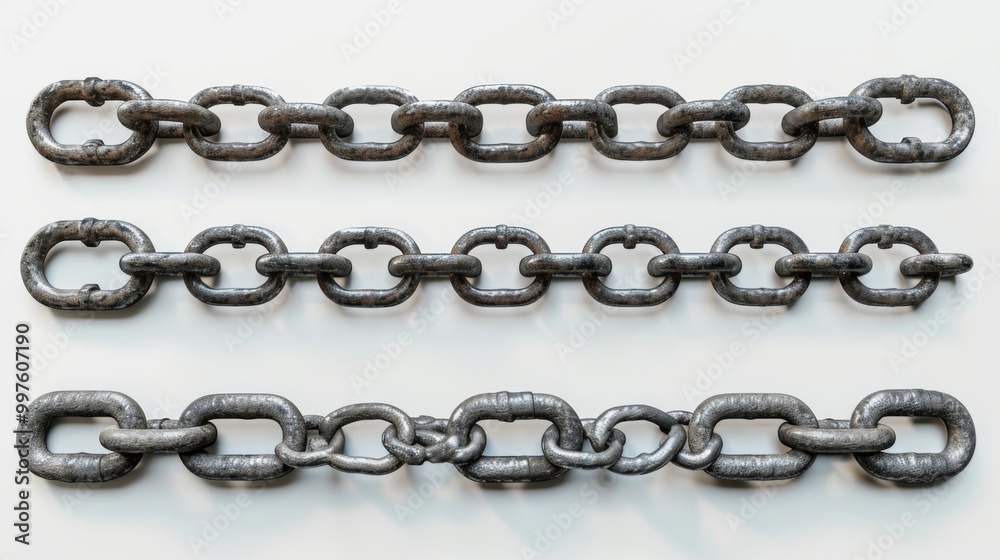 Obraz premium Close Up of Metal Chain Links - Industrial Design