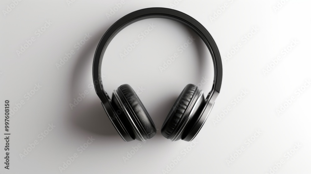 Black Headphones on White Background: A Minimalist Design Black Headphones on White Background: A Minimalist Design