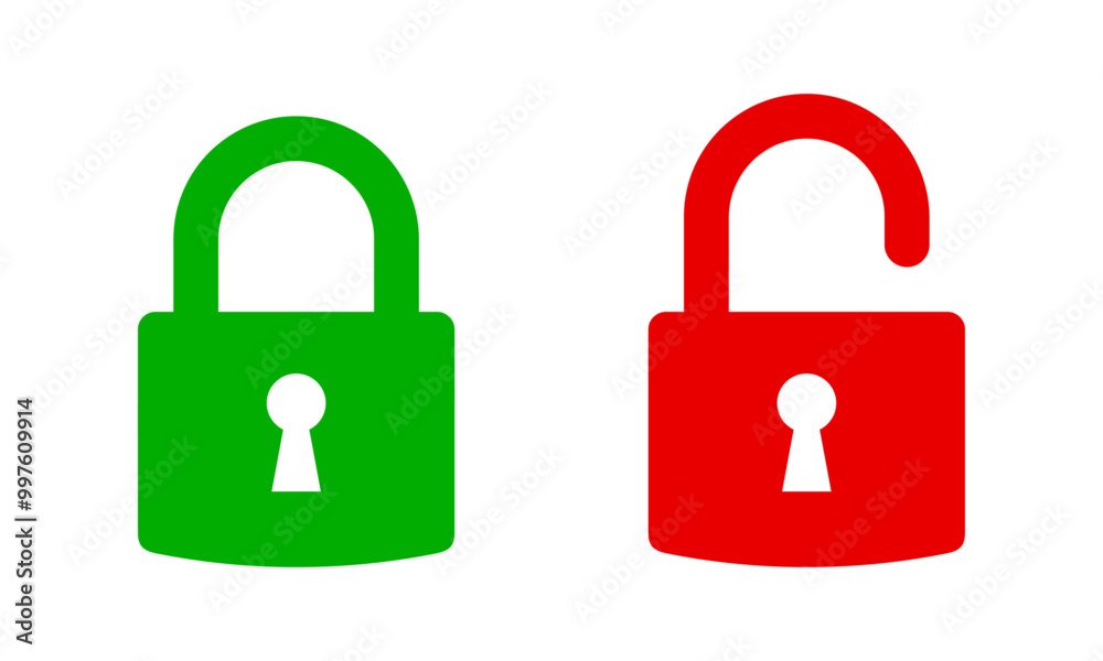 Locked and unlocked padlock icon Locked and unlocked padlock icon