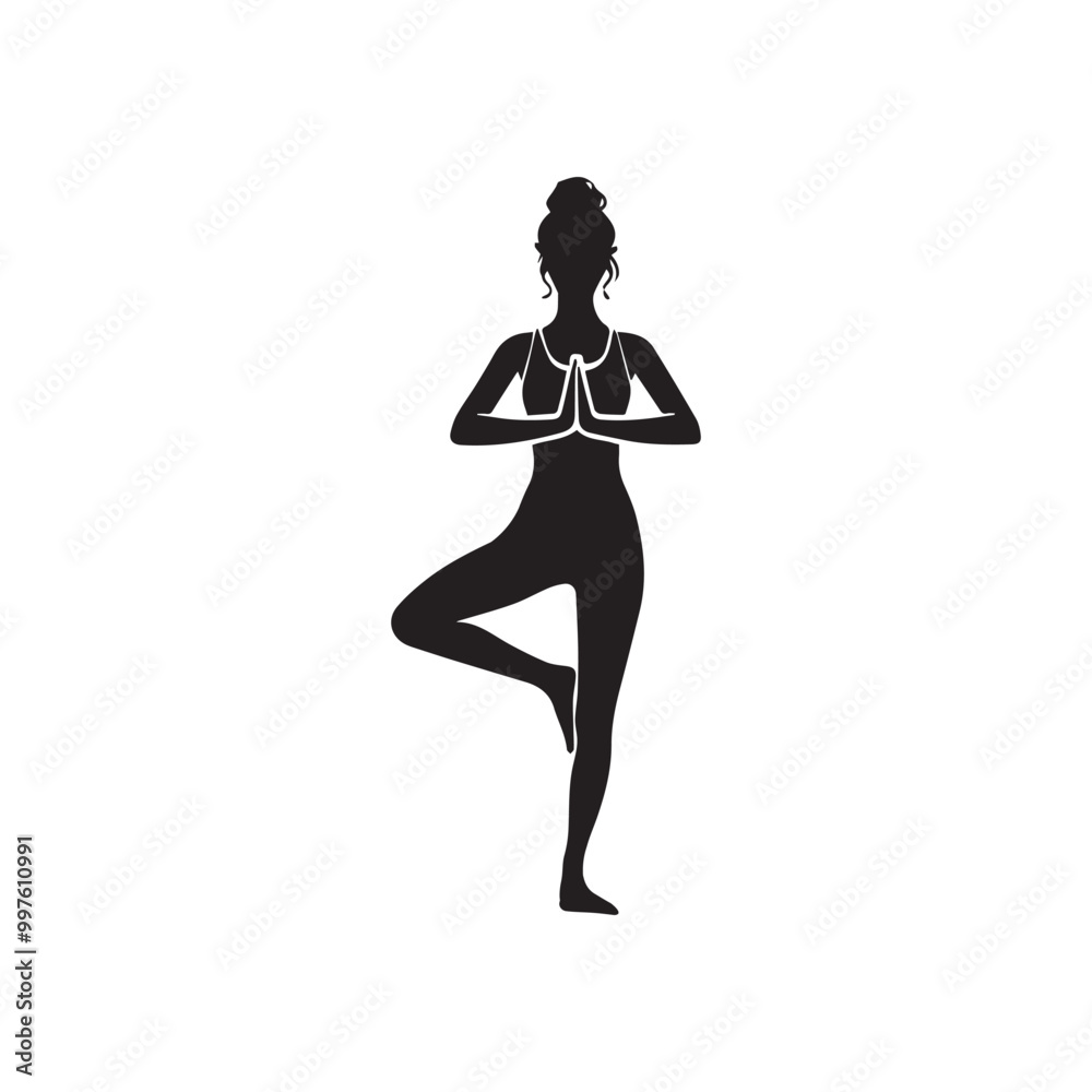 Yoga Silhouette Design, Physical Exercise Vector illustration
