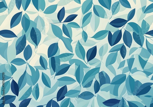 Abstract Blue Leaf Pattern