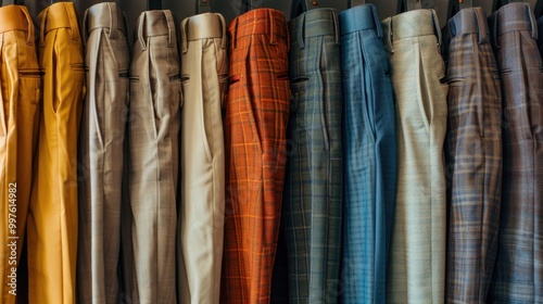 Trousers and Slacks: Made from a variety of materials, including wool, cotton, and polyester, these pants require regular pressing and care to maintain their shape. 