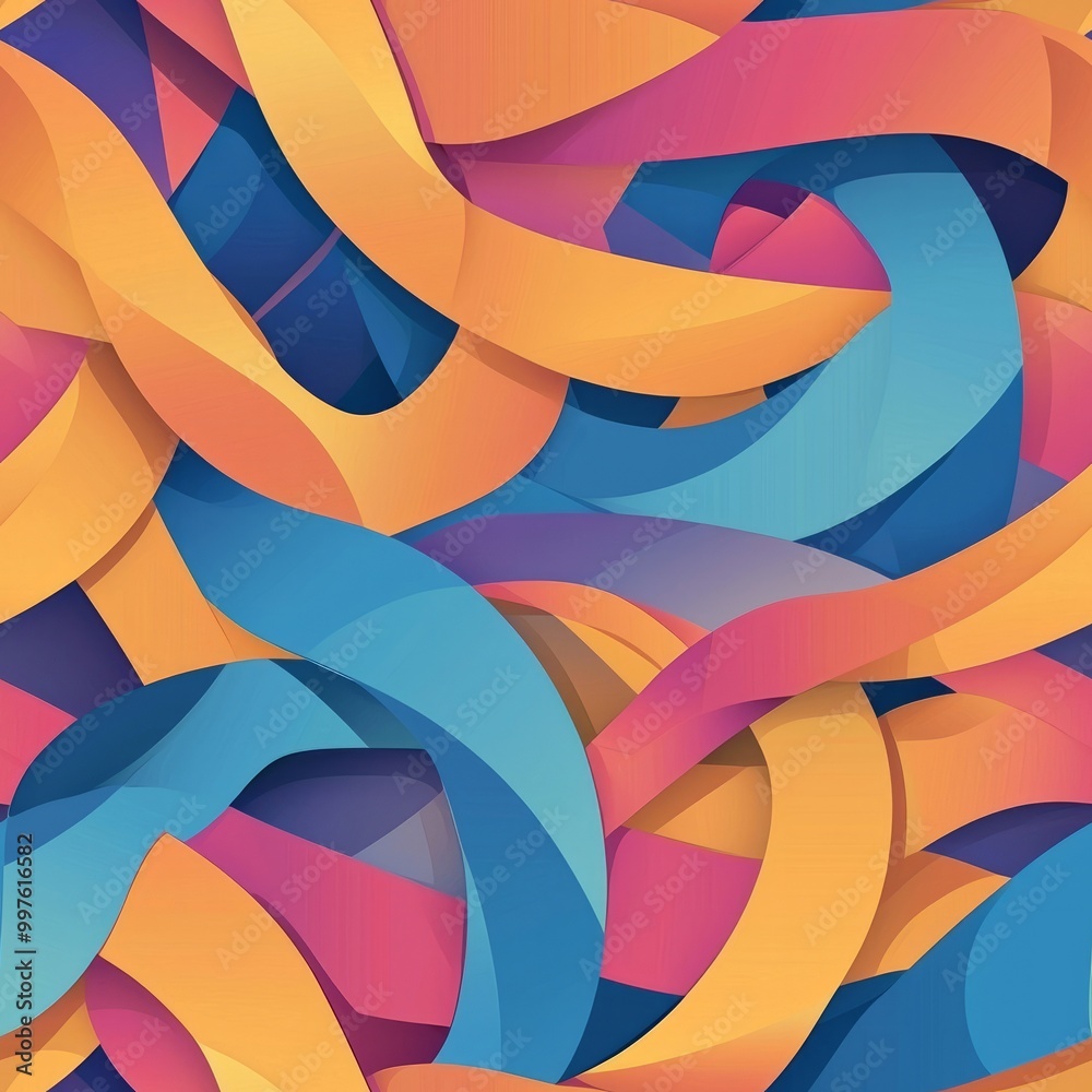 Obraz premium Seamless pattern of geometric twists with gradient shading