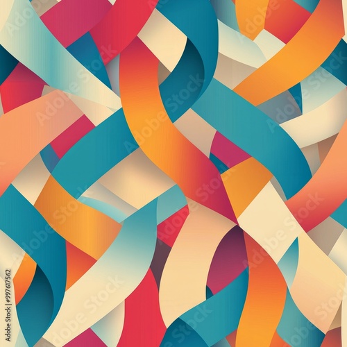Wallpaper Mural Seamless pattern of geometric twists with gradient shading Torontodigital.ca