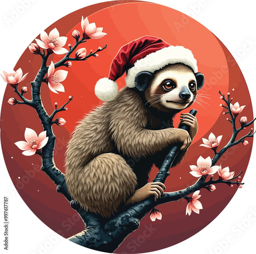 This charming panda wearing a Santa hat captures the essence of joy and nature, making it an ideal holiday artwork for your collection!