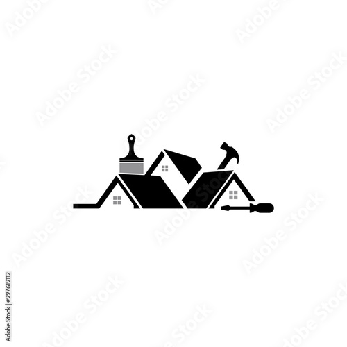 house Builders Repair Remodeling Logo Design Vector