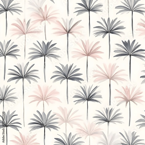 Watercolor Palm Tree Pattern