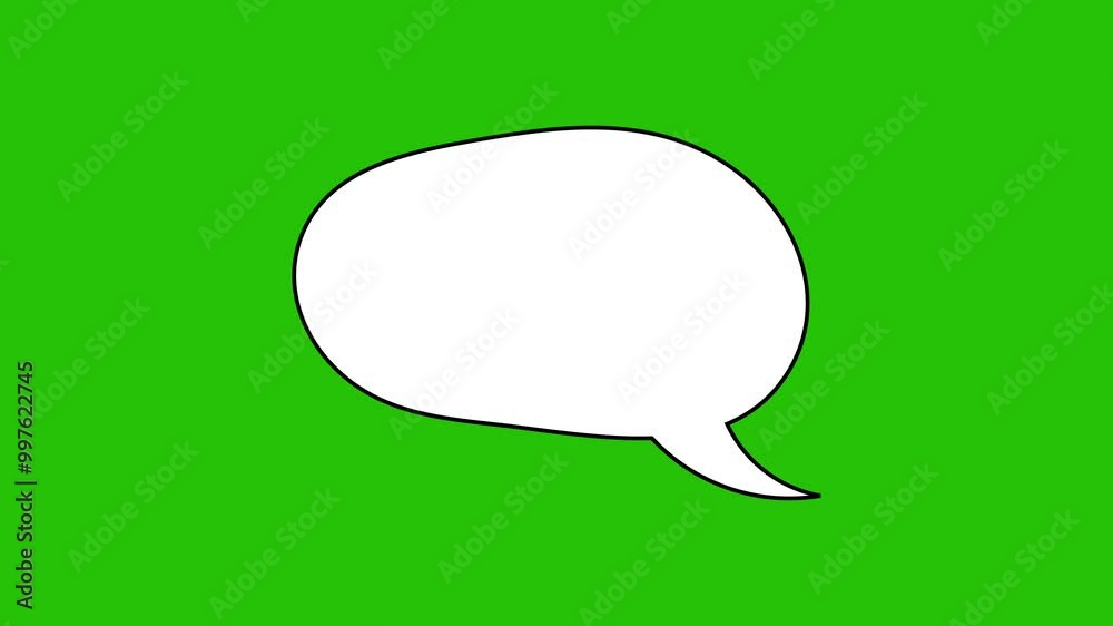 Animation of blank white speech bubble with space for writing text, on green screen. For social networks, cartoon or comics. Imagination, idea, thinking concept Animation of blank white speech bubble with space for writing text, on green screen. For social networks, cartoon or comics. Imagination, idea, thinking concept