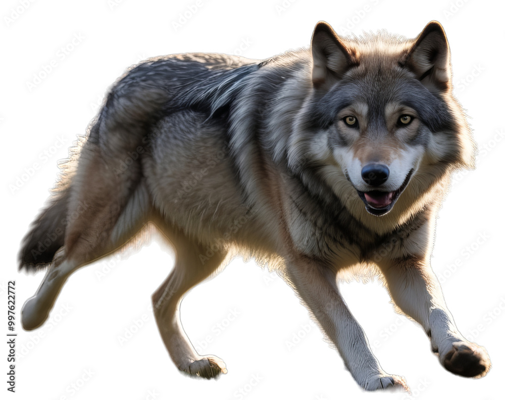 A wolf running in a field A wolf running in a field