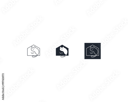 Dog and cat logo design template vector, line of pet logo design suitable for pet shop, store, cafe, business, hotel, veterinary clinic, Domestic animals vector illustration logotype, sign or symbol