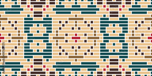 Pixel Art Abstract Ethnic Pattern Sweatshirtfolk Embroidery, Aztec Geometric Ornament Print. Design for Carpet, Wallpaper, Clothing, Wrapping, Fabric
