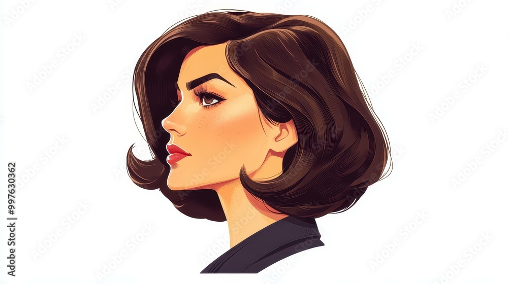 A simple illustration of a woman with brown hair, set against a clean white background, radiating tranquility. A simple illustration of a woman with brown hair, set against a clean white background, radiating tranquility.