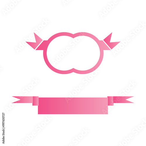 Light pink modern style ribbon Banner design. Pink ribbon illustration for awareness campaigns