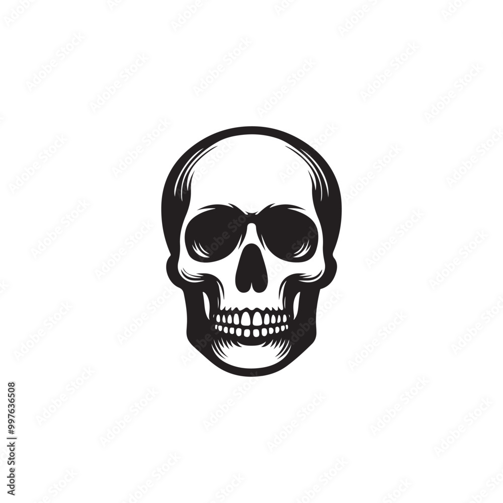 Skull Icon - Poison and Danger Symbol Isolated on White. Skull Icon - Poison and Danger Symbol Isolated on White.