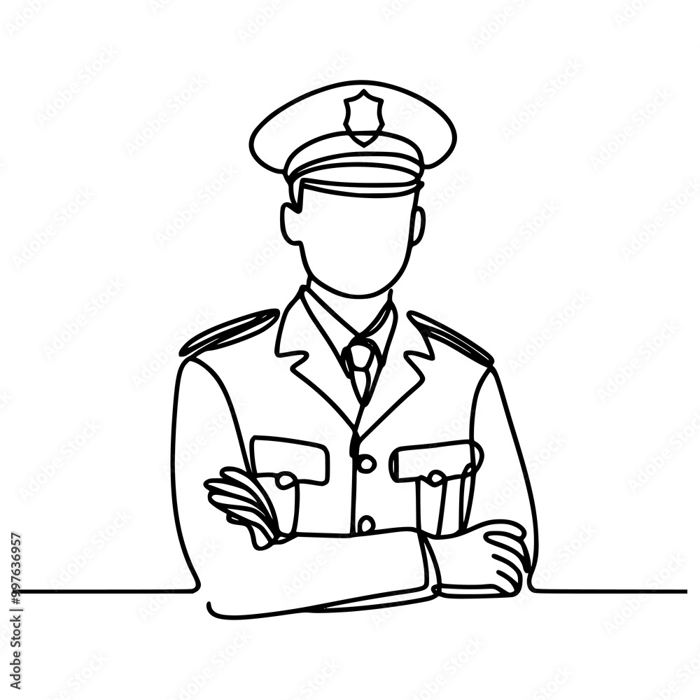 one line drawing policeman professional job vector illustration template design one line drawing policeman professional job vector illustration template design
