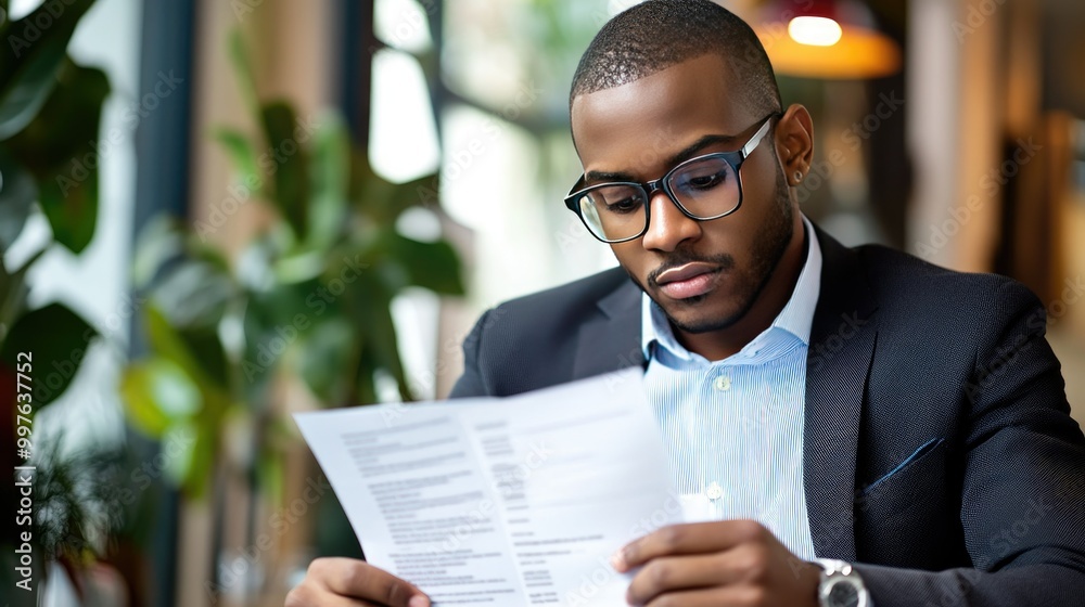 A business professional reviewing resumes, representing the talent acquisition and selection process for a job opening A business professional reviewing resumes, representing the talent acquisition and selection process for a job opening