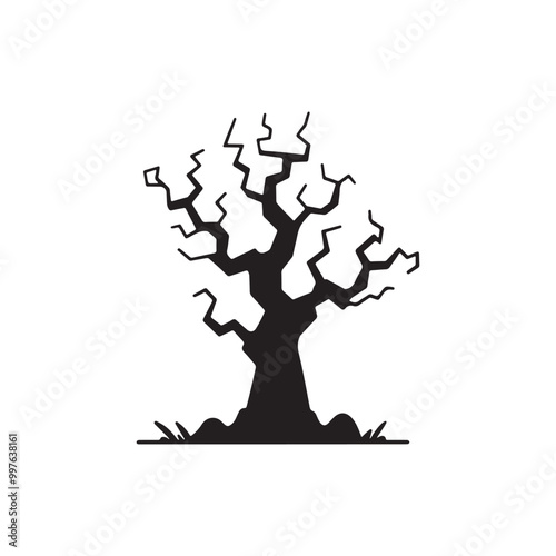 Silhouette of a Leafless Tree - Vector Illustration for Design.