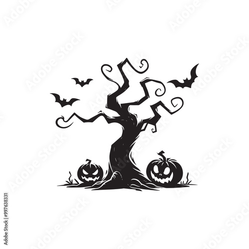 Silhouette of a Leafless Tree - Vector Illustration for Design.