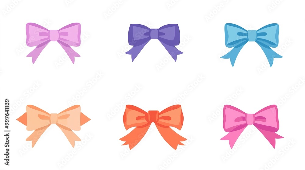 A vibrant collection of flat vector ribbons in various shapes and colors, ideal for graphic design projects, branding, and decoration. 