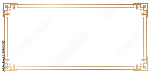 Chinese ornamental decorative frame elegant design element golden colors isolated white backgrounds for design frame for your text or image, borders divider, labels, certificate of completion template