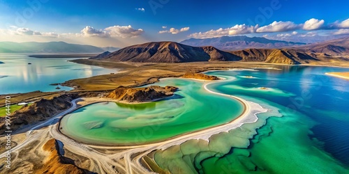 Breathtaking aerial shot of Lac Assal, Djibouti's lowest point, framed by striking landscapes that showcase the area's photo