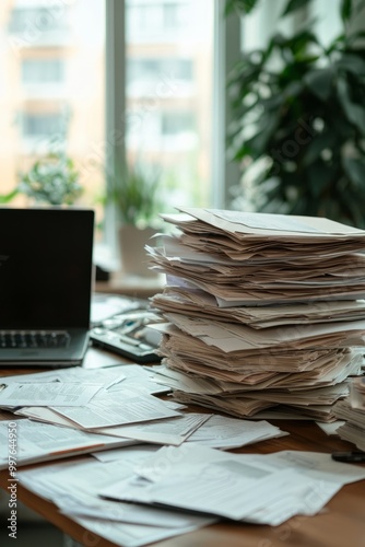 A paperless office initiative encouraging digital document management to reduce paper waste and promote effici, Generative AI  photo