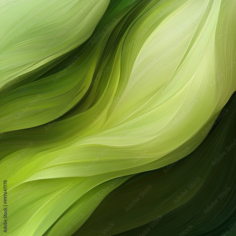 Fototapeta premium A serene and abstract representation of flowing green waves, evoking nature's tranquility and the beauty of lush landscapes.